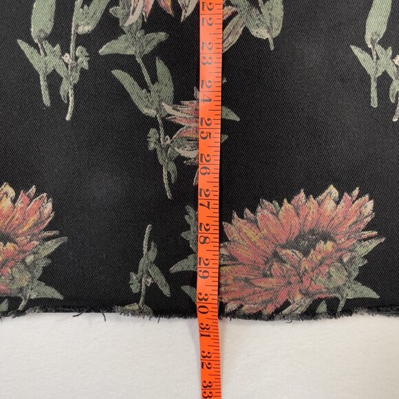 Vintage Lovey U-Dear Floral Midi Skirt Black Sunflower Print Raw Hem Slit Size L - Picture 10 of 14